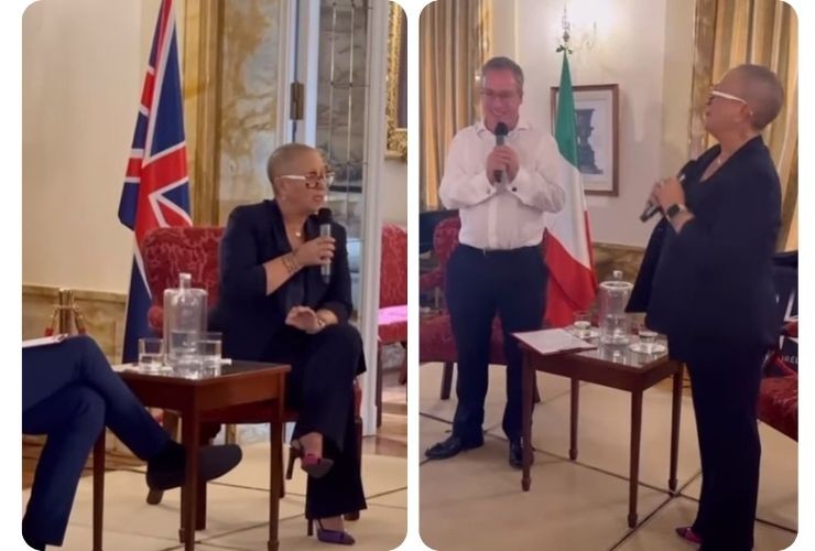 Carolyn Smith intervista Ambasciata britannica evento